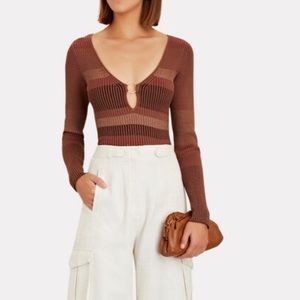 INTERMIX Lily Rib Knit Striped Top